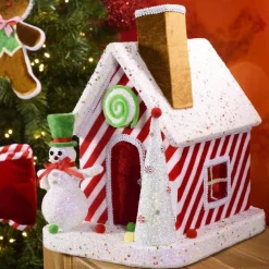 RETIF Maison De Noel Candy Avec Bonhomme De Neige 30X25X34Cm Clearance