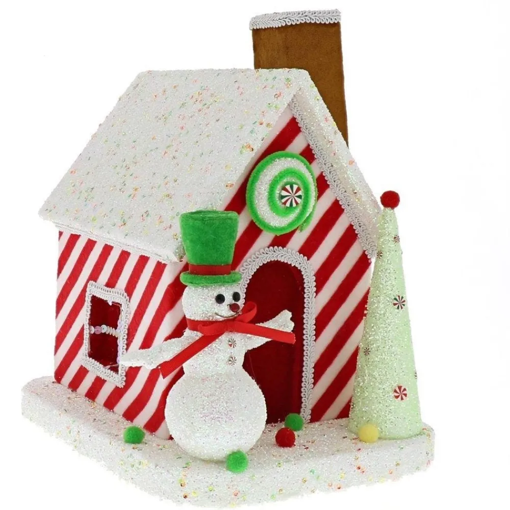 RETIF Maison De Noel Candy Avec Bonhomme De Neige 30X25X34Cm Clearance