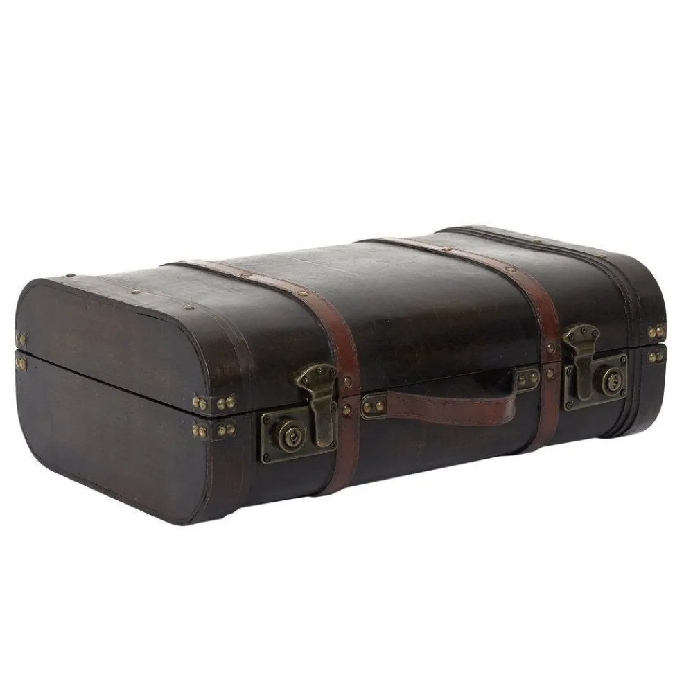 RETIF Malles Vintage En Bois Et Cuir Marron 48X31X16,5 + 53X38X20Cm Fashion