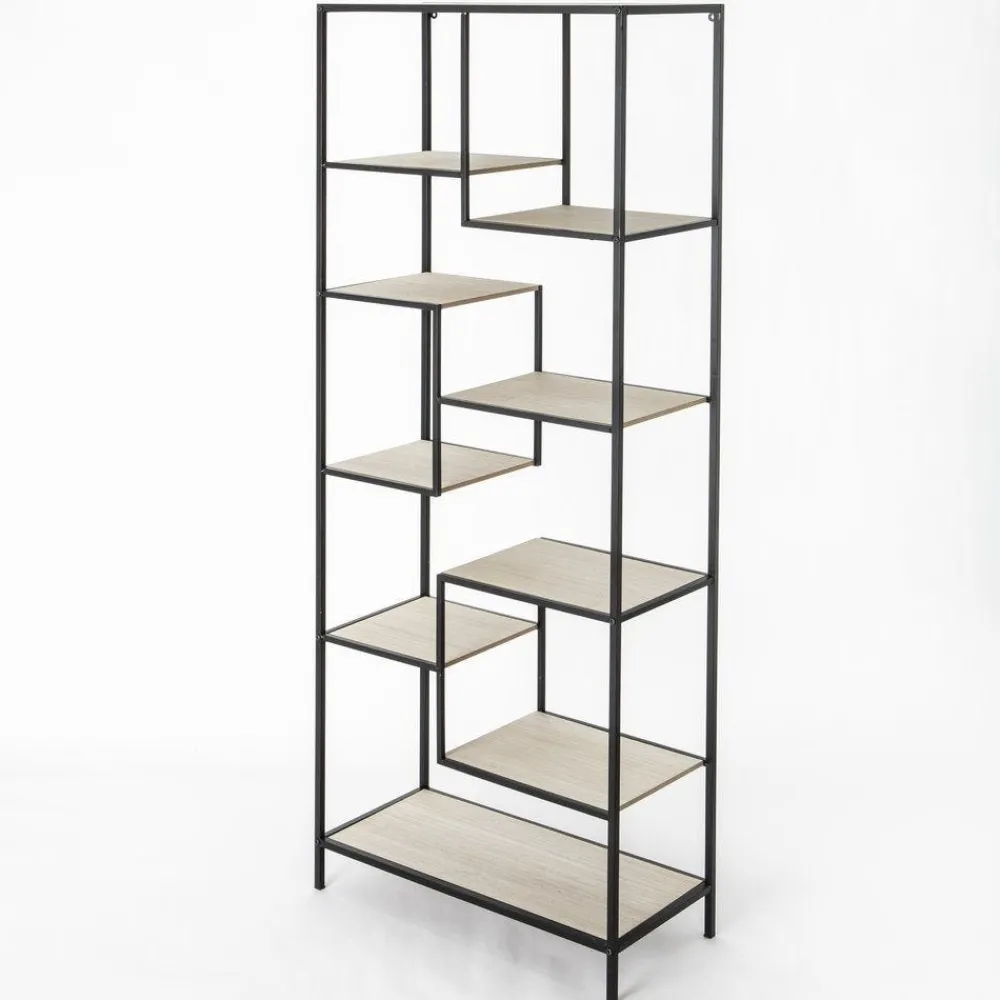 RETIF Meuble Etagere En Metal Et Bois 70X32X170Cm Fashion