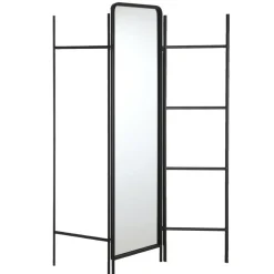 RETIF Paravent Metal Noir Penderie + Miroir + Barres L138 X H171Cm Cheap