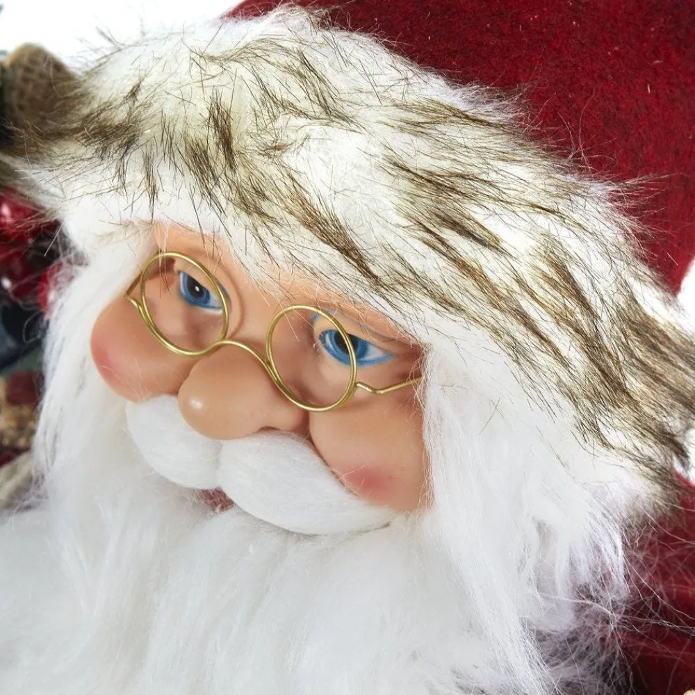 RETIF Pere Noel Assis Avec Ourson H 60 Cm Fashion