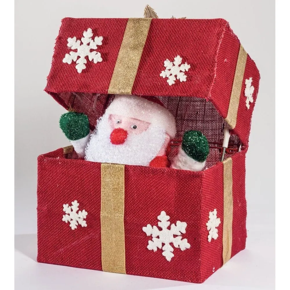 RETIF Pere Noel Automate Dans Paquet Cadeau Rouge 18 Leds 28.5X20X36.5Cm Sale