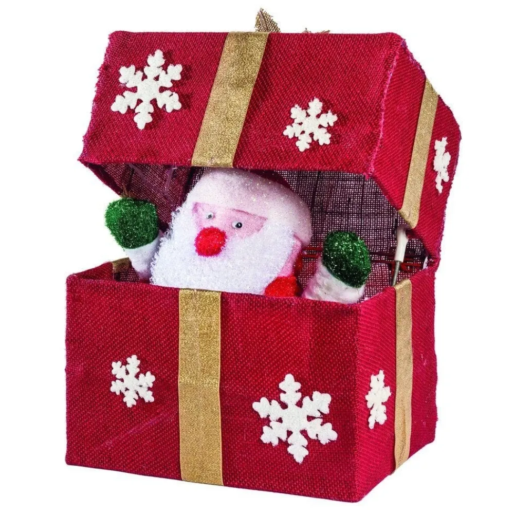 RETIF Pere Noel Automate Dans Paquet Cadeau Rouge 18 Leds 28.5X20X36.5Cm Sale