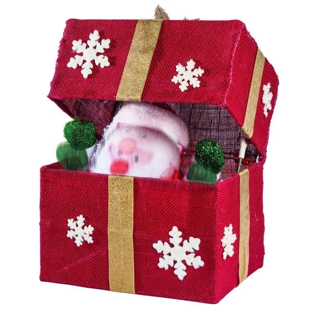 RETIF Pere Noel Automate Dans Paquet Cadeau Rouge 18 Leds 28.5X20X36.5Cm Sale