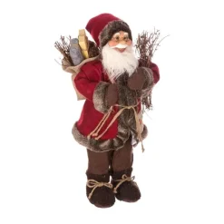 RETIF Pere Noel Traditionnel En Velours Rouge Et Fourrure Marron H45Cm Clearance