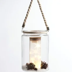 RETIF Photophore En Verre Transparent Avec Deco Et Led Interieur D 18 X H 27Cm Clearance