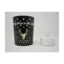 RETIF Photophore Noir/Cerf+Bougie - O5,5X6,8Cm - Par 48 Flash Sale