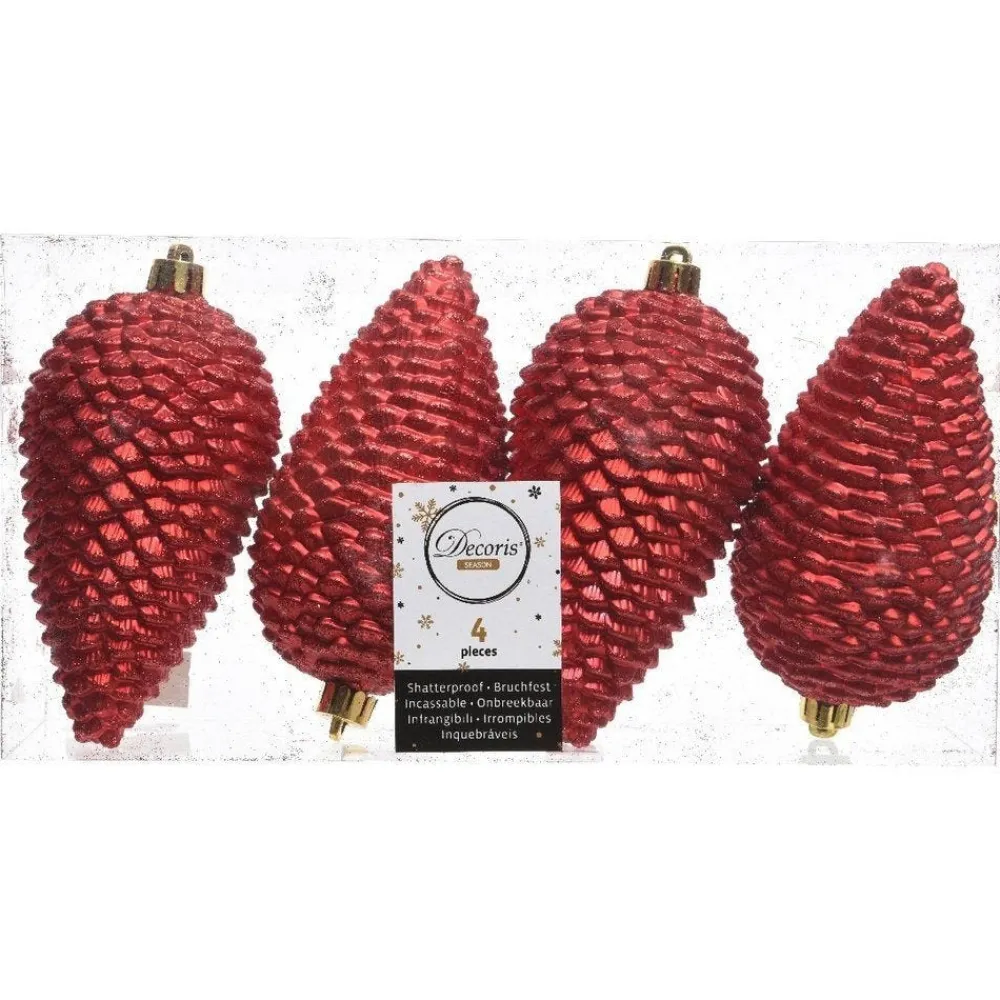 RETIF Pommes De Pin Rouges 7X12Cm - Par 4 Flash Sale