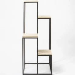 RETIF Presentoir Metal Avec 4 Tablettes En Bois Carrees 51X50X125Cm Sale