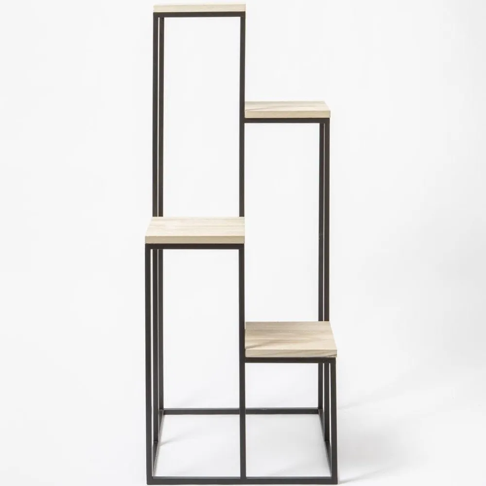 RETIF Presentoir Metal Avec 4 Tablettes En Bois Carrees 51X50X125Cm Sale