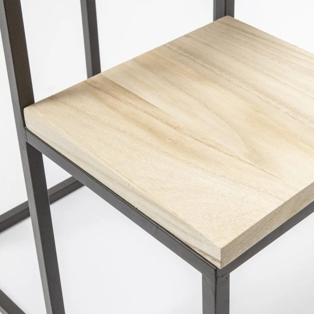 RETIF Presentoir Metal Avec 4 Tablettes En Bois Carrees 51X50X125Cm Sale