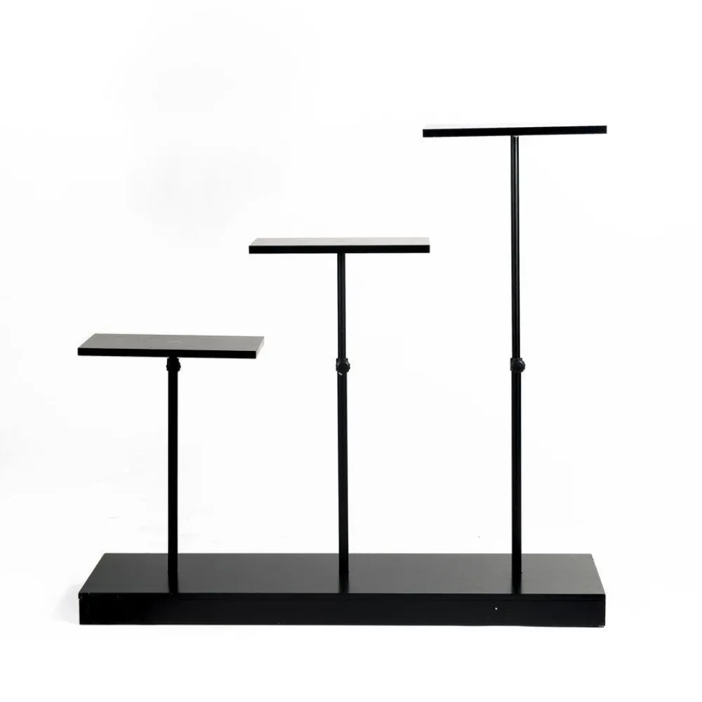 RETIF Presentoir Metal Noir 3 Tablettes Sur Pied Reglable En Hauteur De 50>90 Cm Clearance