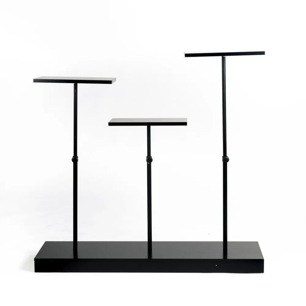 RETIF Presentoir Metal Noir 3 Tablettes Sur Pied Reglable En Hauteur De 50>90 Cm Clearance