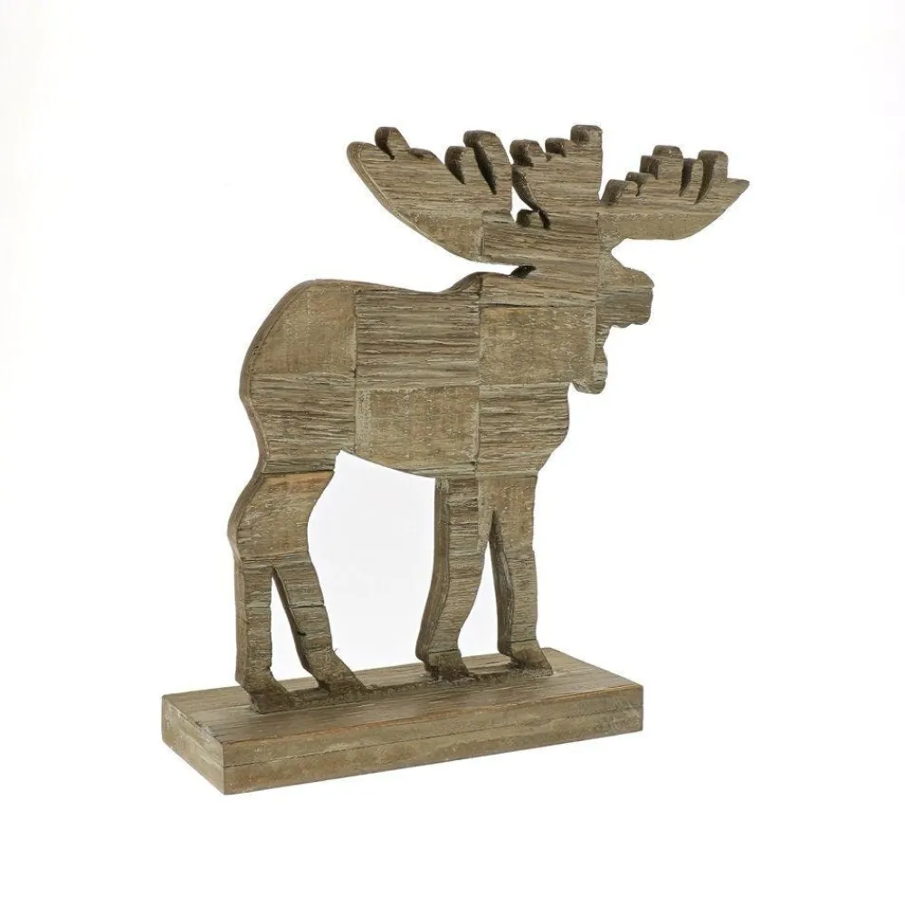 RETIF Renne En Bois Sur Socle L 32,5 X P 10 X H 33 Cm Cheap