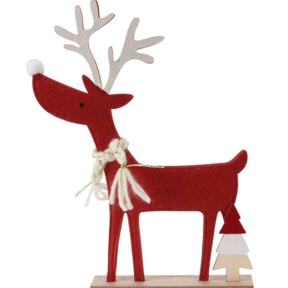 RETIF Renne Rouge Sur Socle 24X4X32Cm - 2 Modeles Possibles Hot