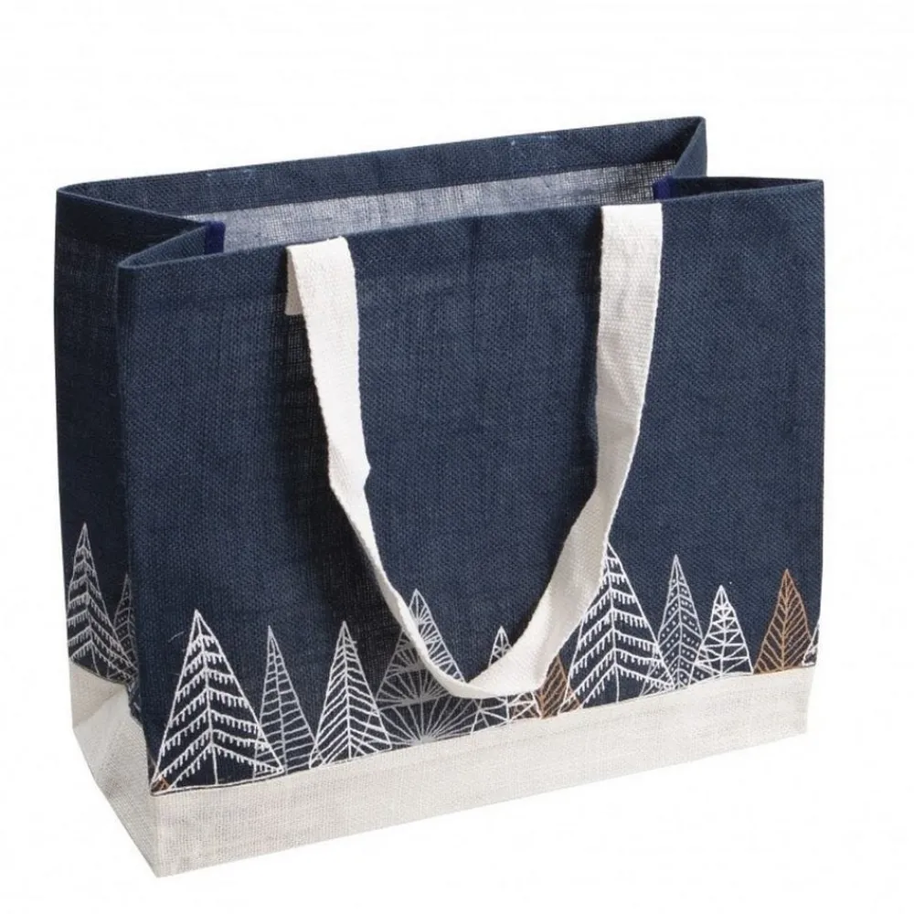 RETIF Sac Jute Deco Sapins Bleus - 42X19X35 Cm- Par 50 Clearance