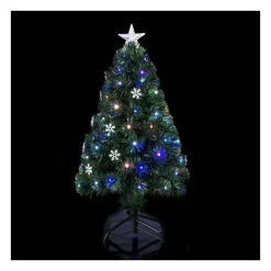 RETIF Sapin Artificiel Fibre Optique + 18 Flocons + 136 Lampes Led H120Cm Store