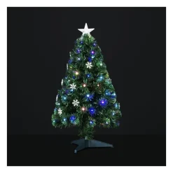 RETIF Sapin Artificiel Vert Lumineux Fibre Optique + 14 Flocons + 74 Led H90Cm Outlet