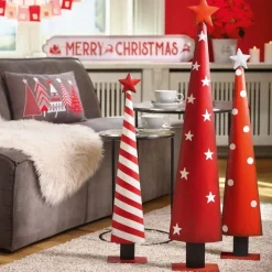 RETIF Sapin De Noel A Rayure En Metal - Rouge 1 Blanc - 14X9X66 Cm New