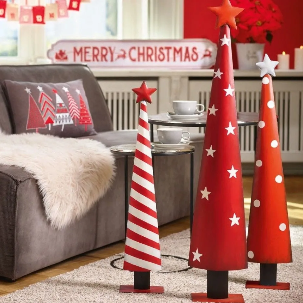 RETIF Sapin De Noel A Rayure En Metal - Rouge 1 Blanc - 14X9X66 Cm New
