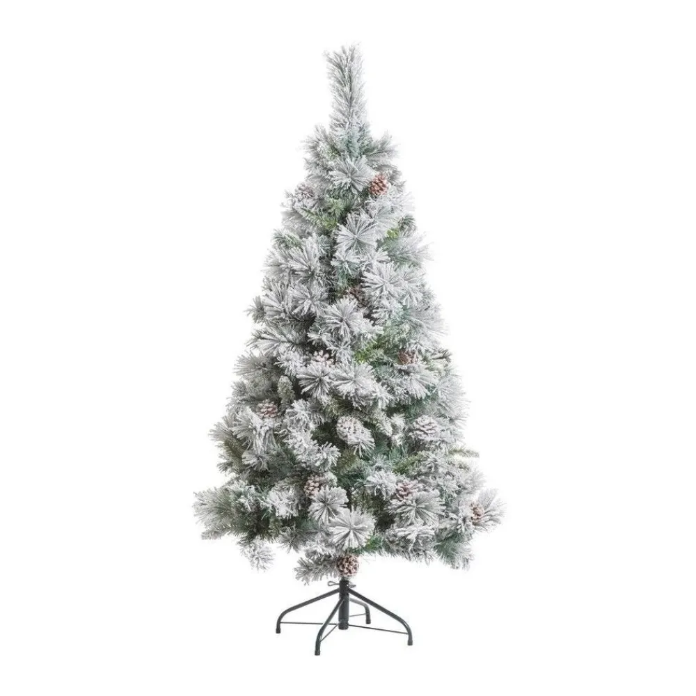 RETIF Sapin De Noel Artificiel Vert Floque Enneige Et Pommes De Pin H180Cm Sale