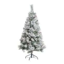 RETIF Sapin De Noel Artificiel Vert Floque Enneige Et Pommes De Pin H150Cm Fashion