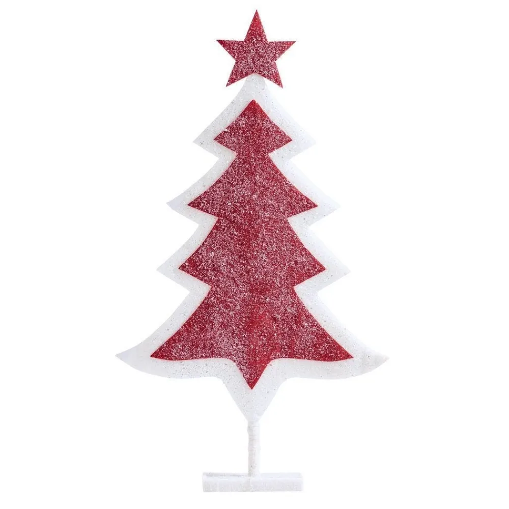 RETIF Sapin En Ouate Rouge Et Blanc Sur Socle L 52 X H 90 Cm Flash Sale