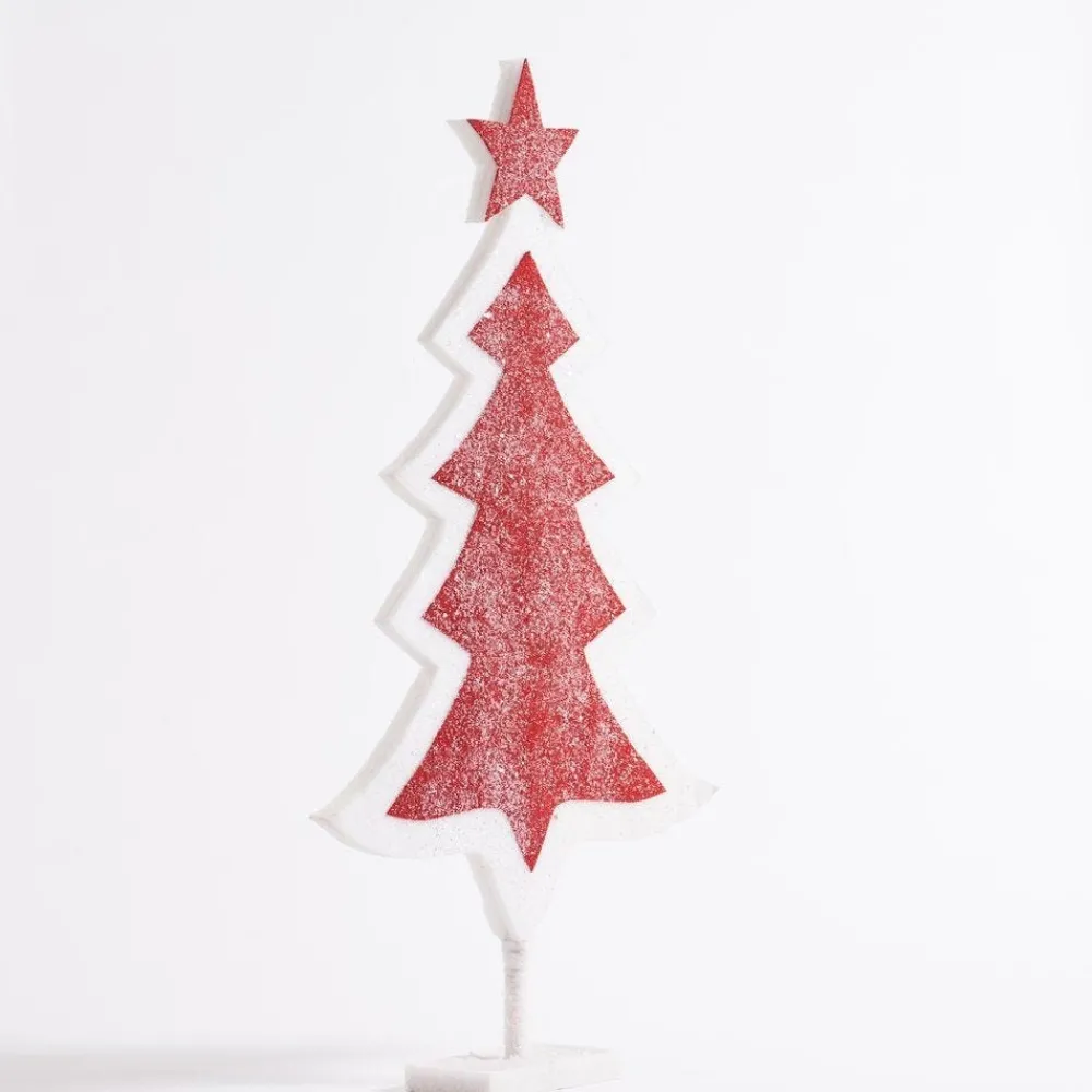 RETIF Sapin En Ouate Rouge Et Blanc Sur Socle L 52 X H 90 Cm Flash Sale