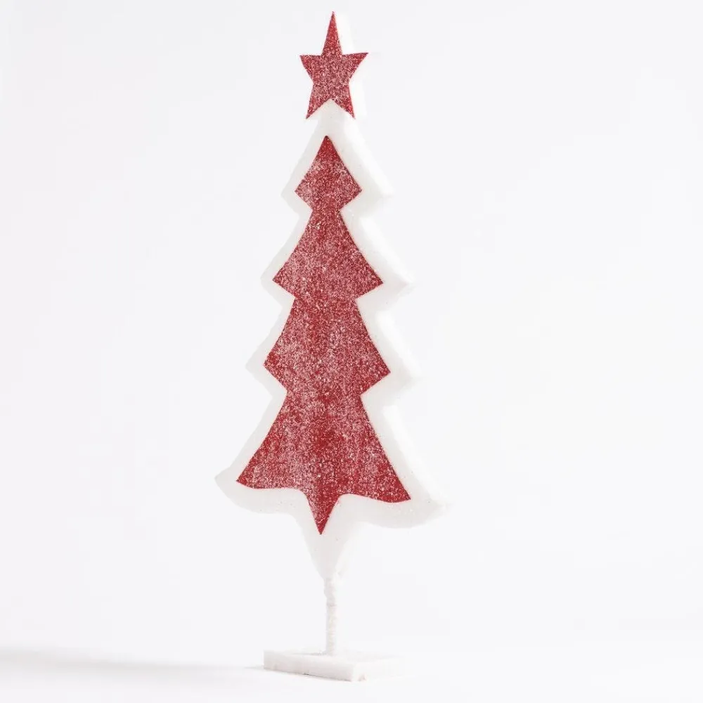 RETIF Sapin En Ouate Rouge Et Blanc Sur Socle L 52 X H 90 Cm Flash Sale