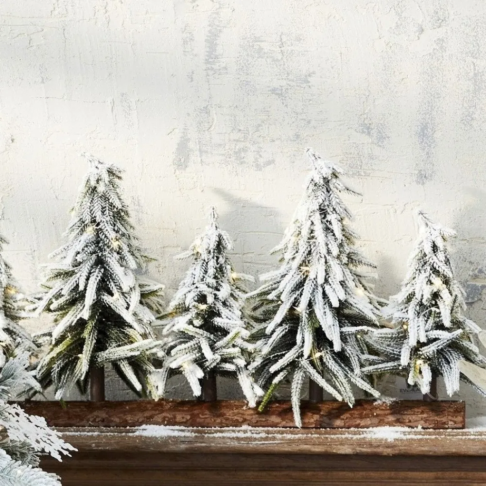 RETIF Sapins Enneiges Sur Socle Bois Led 65X15Xh35Cm Best