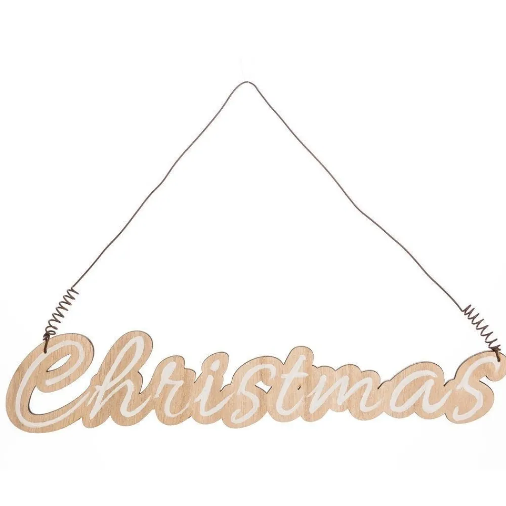 RETIF Suspension Christmas En Bois Naturel 33X6.5Cm Online