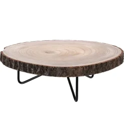 RETIF Table Basse Tranche De Bois Et Pieds Metal Noir O40 X H13,5Cm Discount