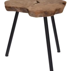 RETIF Table D'Appoint Bois Et Pieds Metal Noir L54 X P53 X H45Cm Cheap