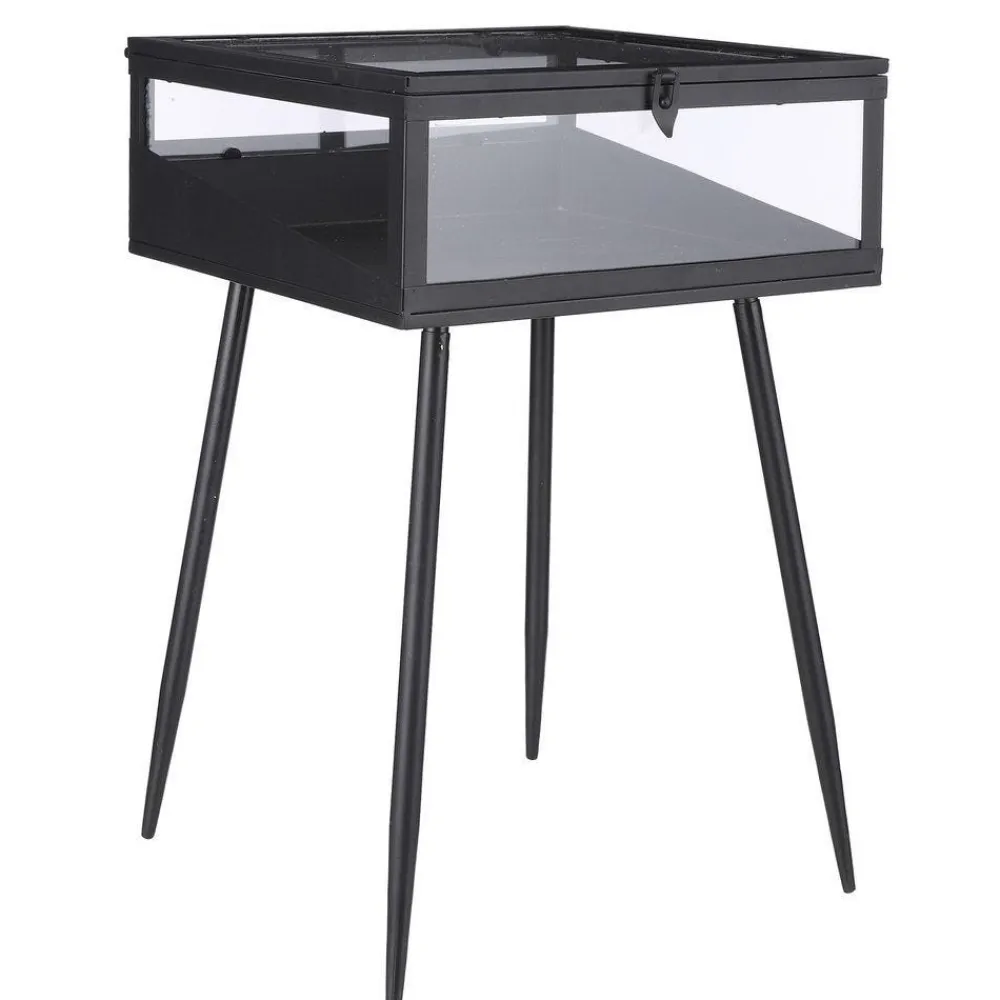 RETIF Table Vitrine Metal Noir Et Verre H58Cm New