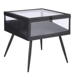 RETIF Table Vitrine Metal Noir Et Verre H38Cm Store