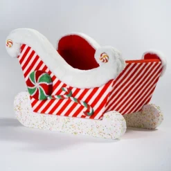 RETIF Traineau Du Pere Noel Candy Rouge Et Blanc 46X28X32Cm New