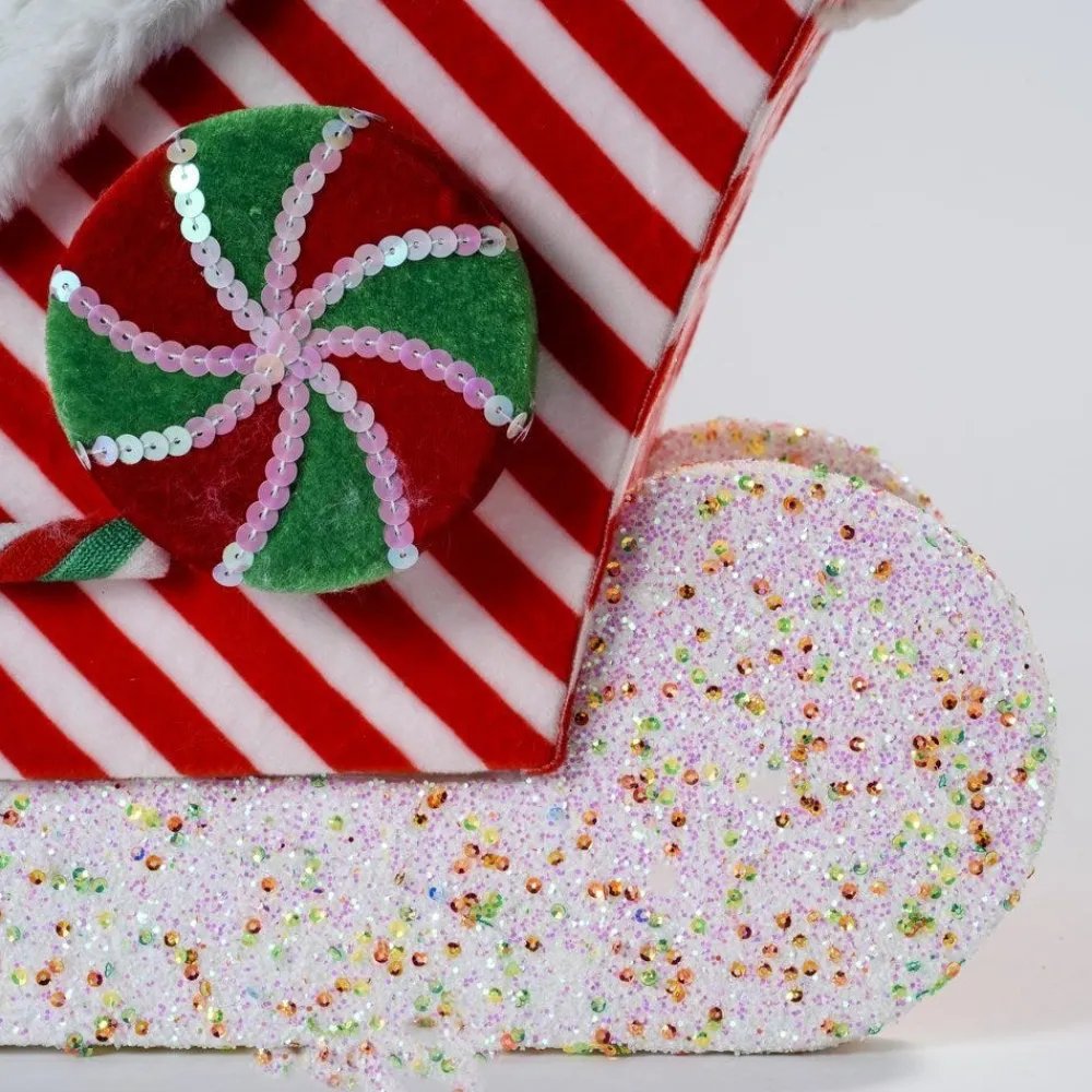 RETIF Traineau Du Pere Noel Candy Rouge Et Blanc 46X28X32Cm New
