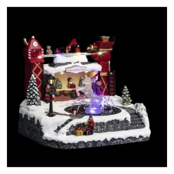 RETIF Village De Noel Lumineux Atelier Du Pere Noel Avec Fontaine A Eau Fashion