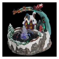 RETIF Village De Noel Lumineux Anime Et Musical Scene De Vie Autour D'Une Fontaine Sale