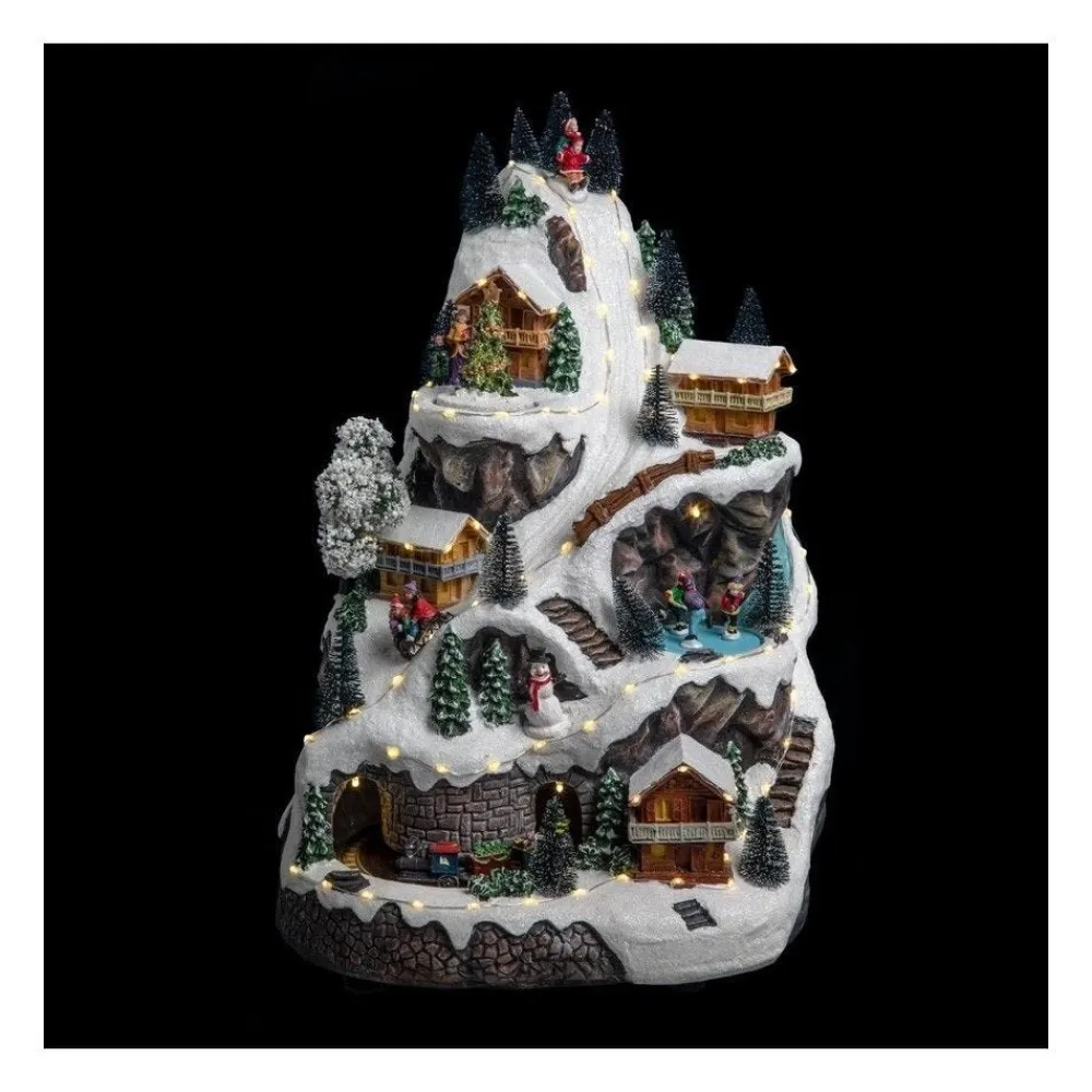 RETIF Village De Noel Lumineux Musical Et Anime Maisons Et Sapins Enneiges Hot