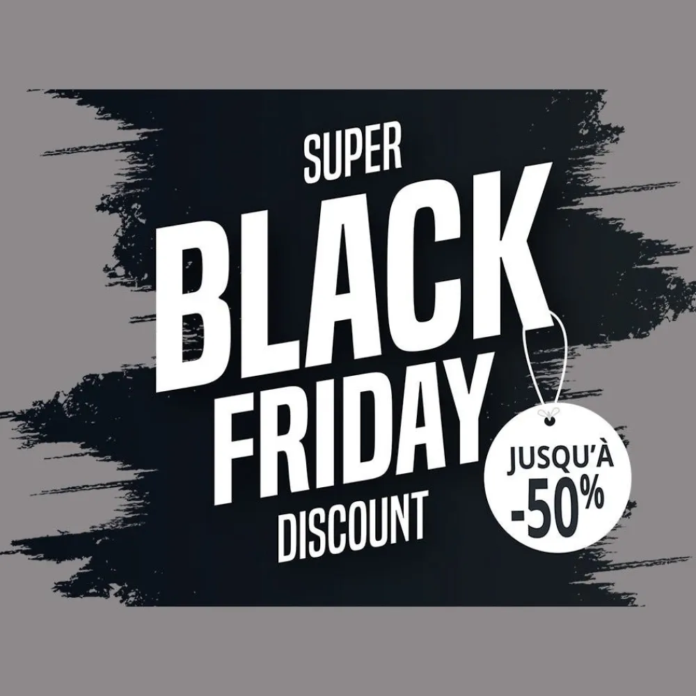RETIF Vitrophanie Texte Black Friday Grunge Noir Et Blanc Best